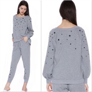 Billy T Galaxy Sweatshirt in heather gray with black stars L